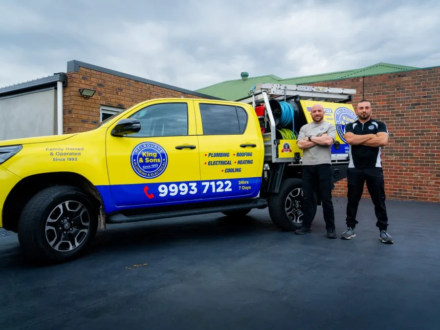 King & Sons plumbing van and team